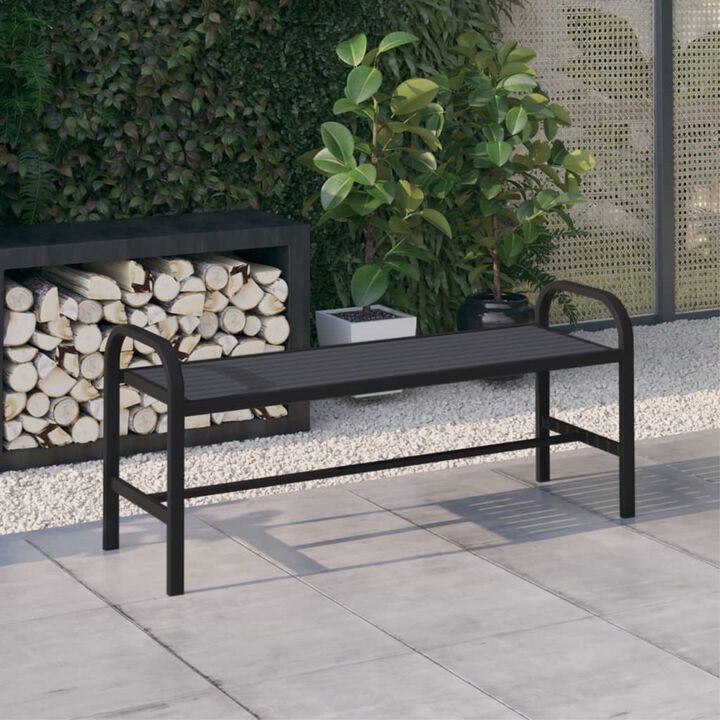 vidaXL Durable Patio Bench - Weather-Resistant & eco-Friendly Made of Steel and WPC, in Black', Suitable for Garden and Outdoor Use