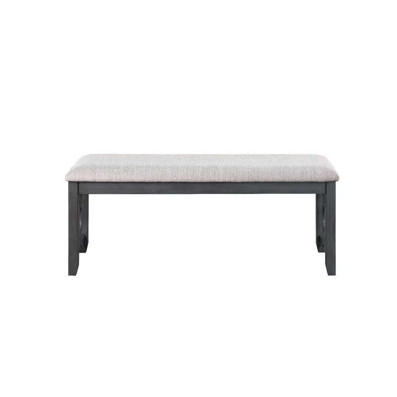 Gary 46 Inch Wood Bench, Fabric Seat, Ebony Brown-Benzara