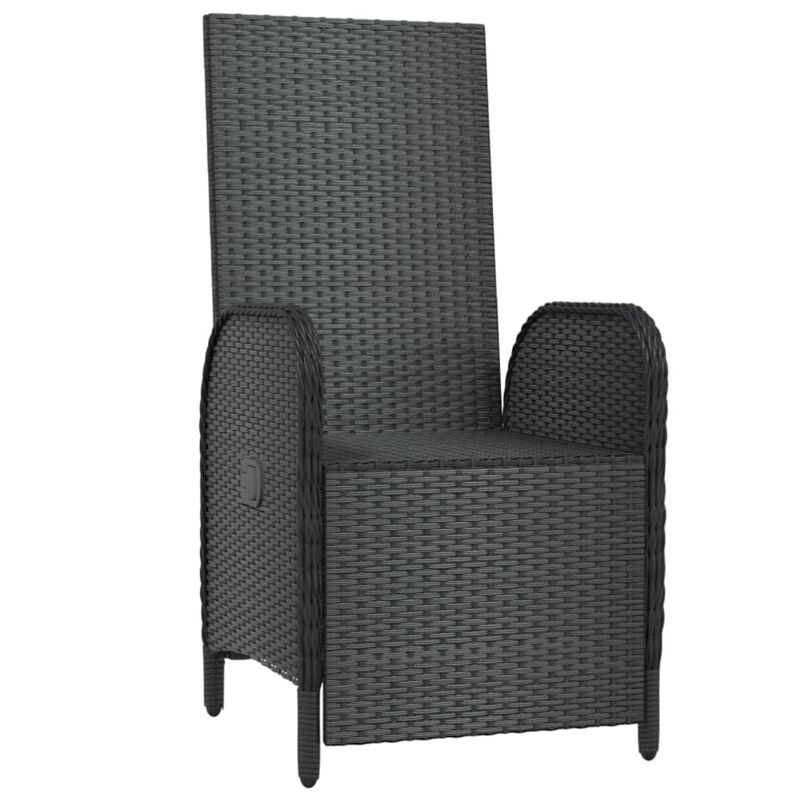 vidaXL Patio Reclining Chairs with Cushions 2 pcs Poly Rattan Black
