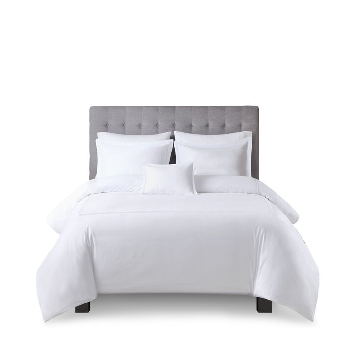 Gracie Mills Mooney 500 Thread Count Embroidered Cotton Sateen Duvet Cover Set