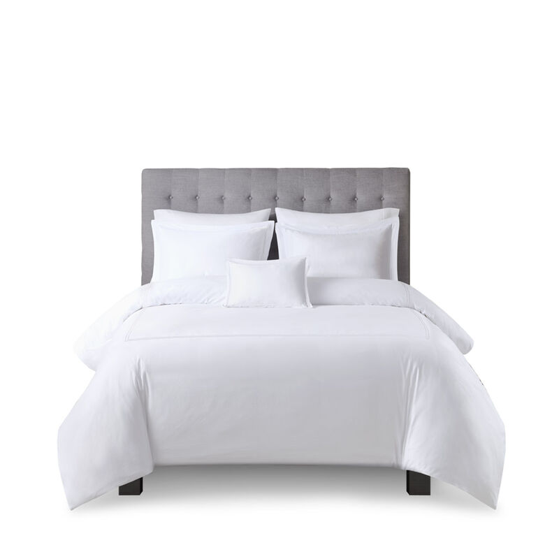 Gracie Mills Mooney 500 Thread Count Embroidered Cotton Sateen Duvet Cover Set