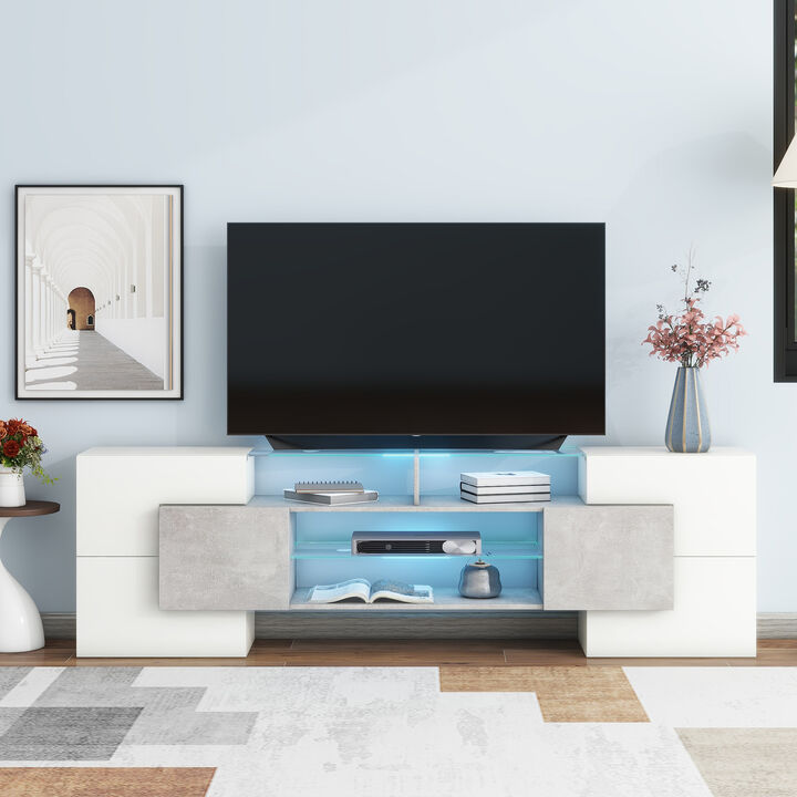 Merax High Gloss Entertainment Center TV Stand Cabinet with LED