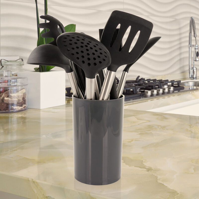 MegaChef Gray Silicone and Stainless Steel Cooking Utensils, Set of 14