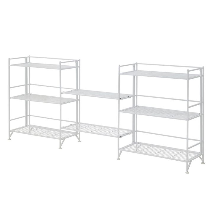 Convenience Concepts Xtra Storage 3 Tier Wide Folding Metal Shelves with Set of 2 Extension Shelves