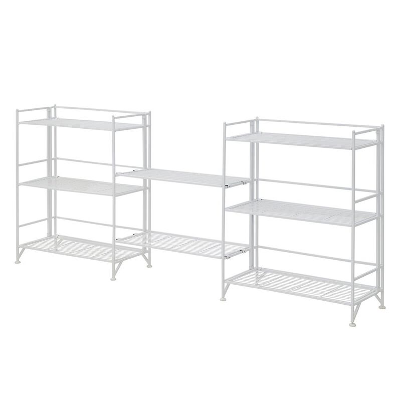 Convenience Concepts Xtra Storage 3 Tier Wide Folding Metal Shelves with Set of 2 Extension Shelves