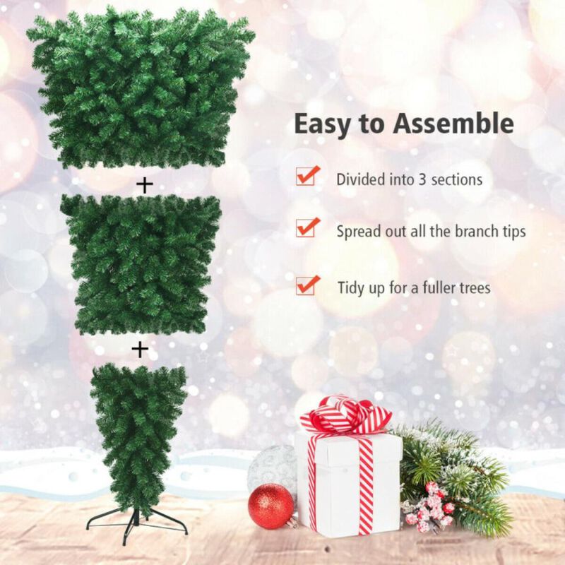 Hivvago 7 Feet Unlit Upside Down Artificial Christmas Tree
