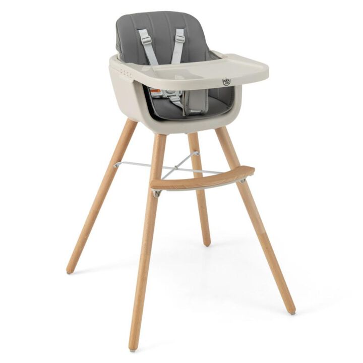 Hivvago 3-in-1 Convertible Wooden High Chair with Cushion