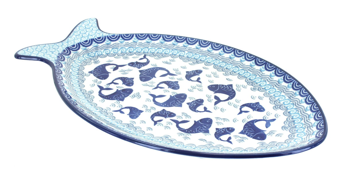 Blue Rose Polish Pottery Oceana Large Fish Platter