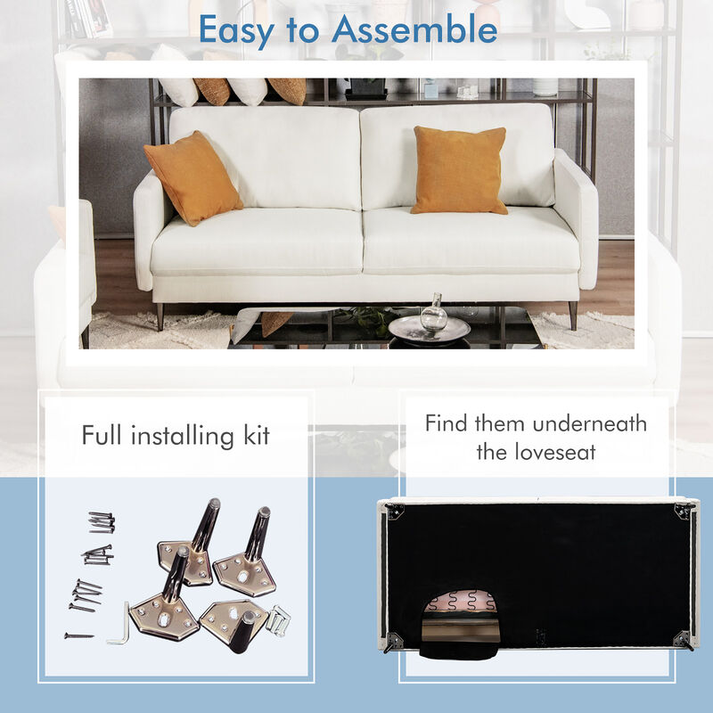 Fabric Sofa Couch Living Room Small Apartment Furniture w/ Metal Leg