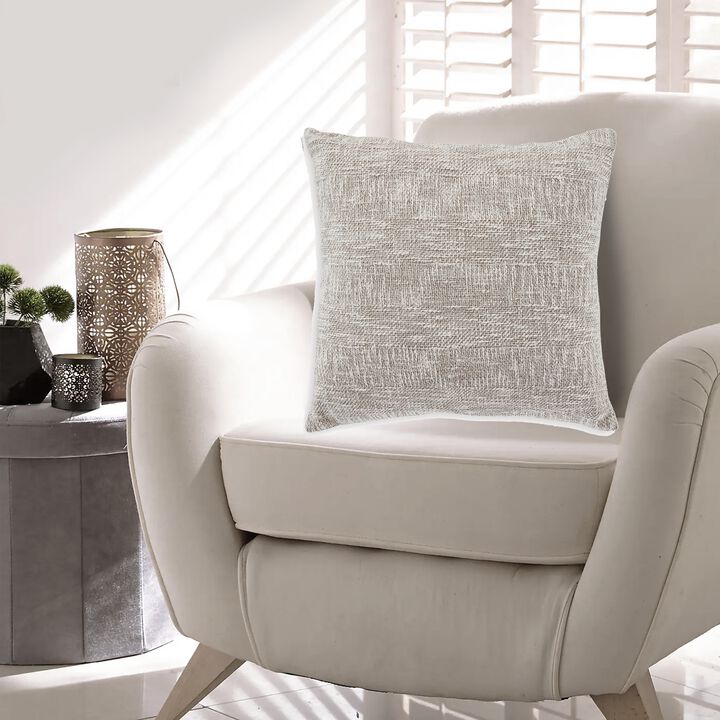 Throw Pillow Set of 4, 20 Inch Square, Brown and White Cotton Woven Texture -
