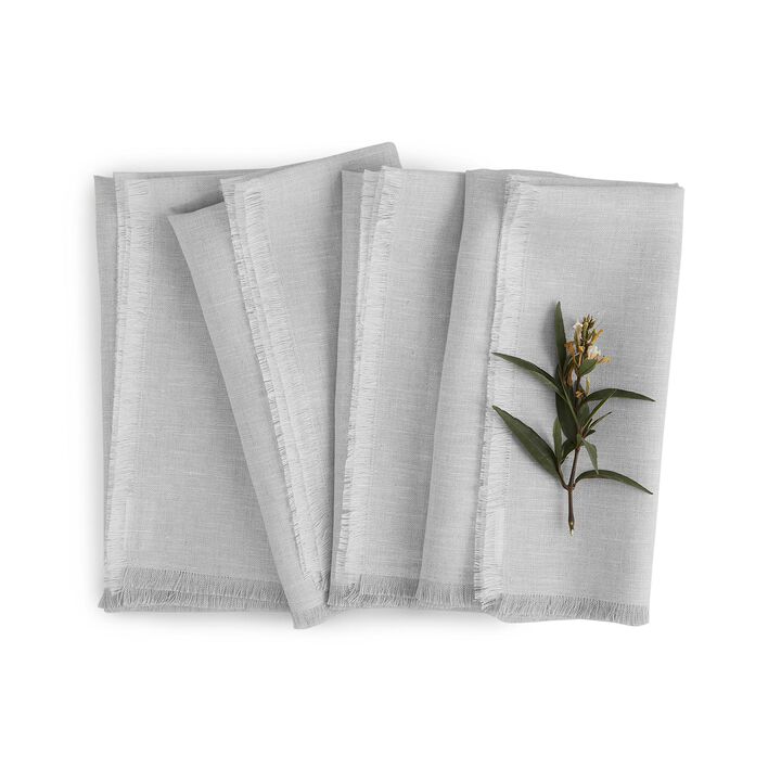 Solino Home 100% Pure Linen Cloth Napkins 20 x 20 Inch Set of 4 | Fringe Dinner Napkins