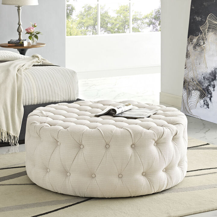Amour Upholstered Fabric Ottoman Gray EEI-2225-LGR