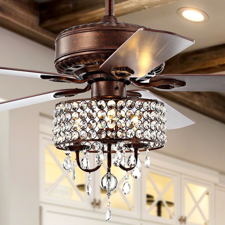 Becky 3-Light Crystal LED Chandelier Fan With Remote