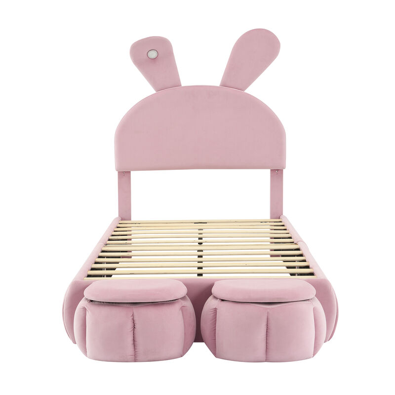 Merax Kids Rabbit Platform Bed with Ears