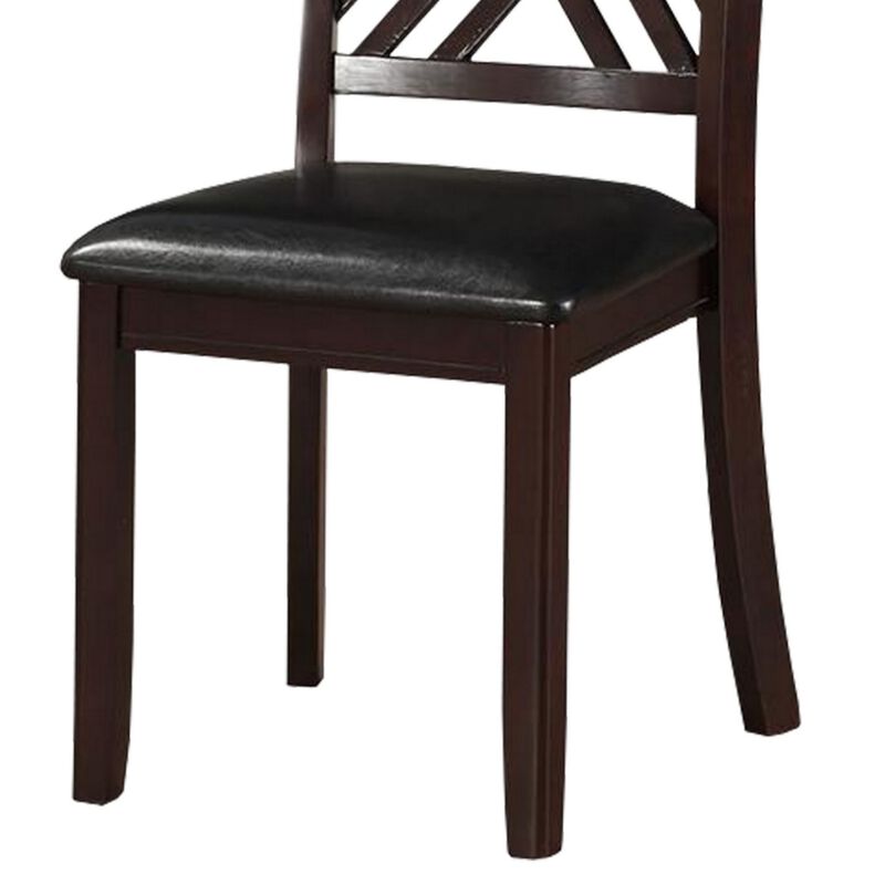 Dining Chair, Vegan Faux Leather, Cross Lattice, Set of 2, Black-Benzara
