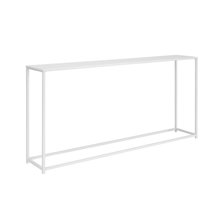 Eme 56 Inch Console Table, Rectangular Top, White Finish Metal Frame  - Benzara