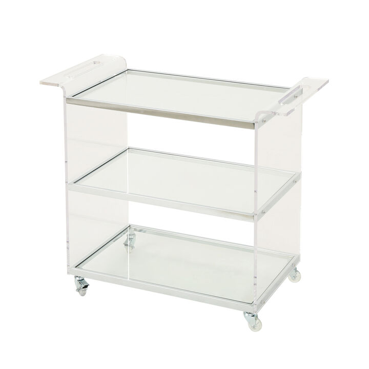 Elegant Acrylic Serving Cart with Tempered Glass Shelves