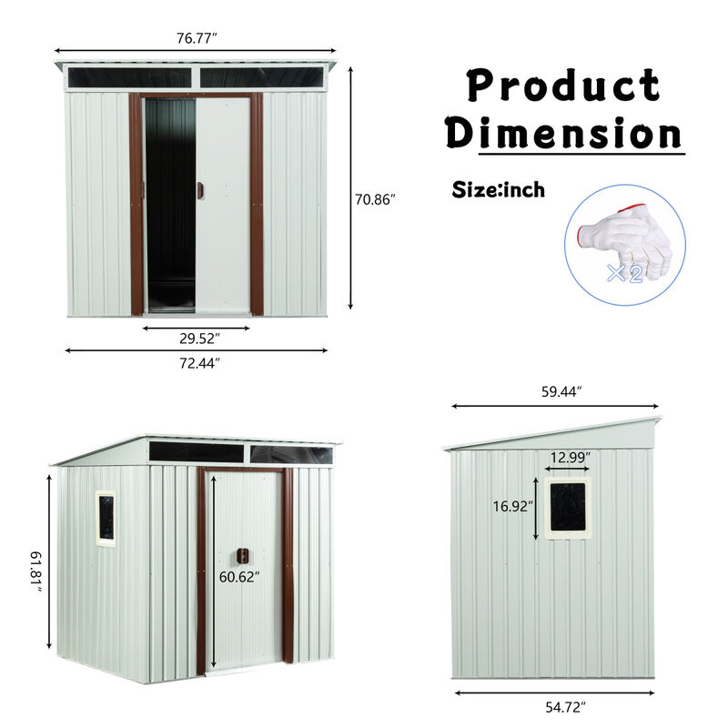 6FT X 5FT Outdoor Metal Storage Shed With Window White