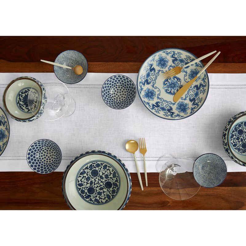 Solino Home 100% Pure Linen Table Runner | Linen Double Hemstitch