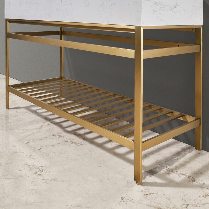 Altair 60 Double Stainless Steel Vanity Console in Brushed Gold without Mirror