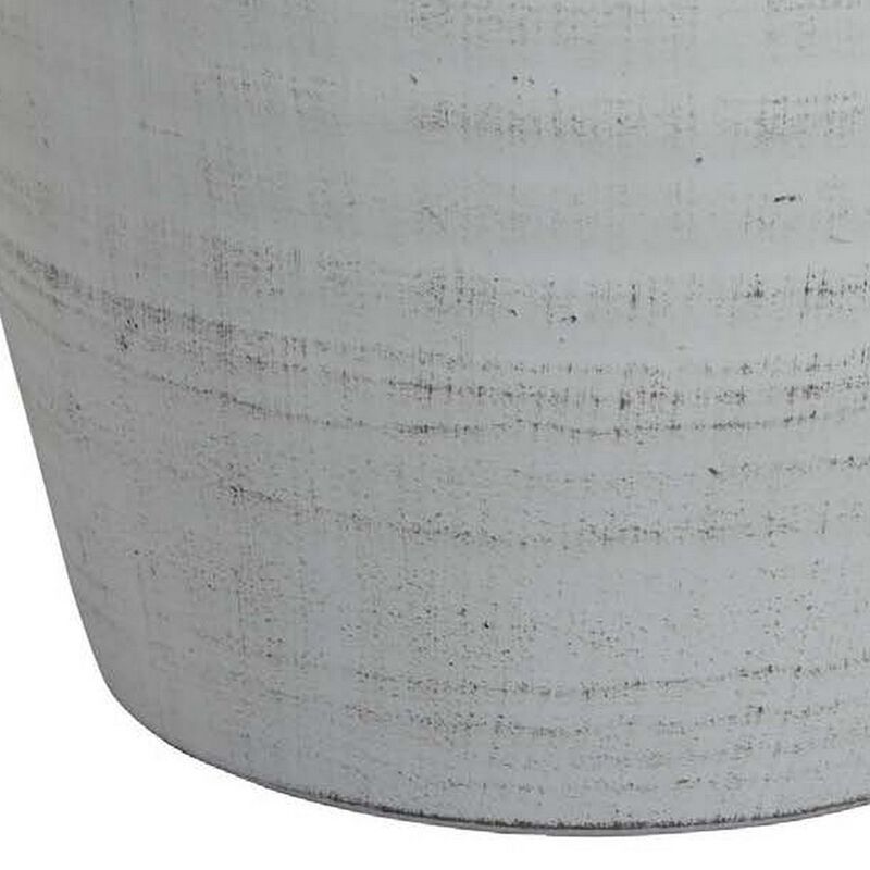 Gri 11 Inch Vase, Baluster Shape, Distressed White, Transitional Style - Benzara