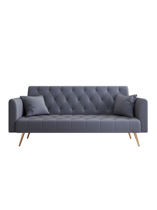 Merax Velvet Fabric Convertible Loveseat Sofa