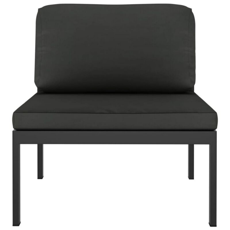 Shina 5pc Outdoor Modular Sofa Set with Coffee Table, Gray Aluminum - Benzara