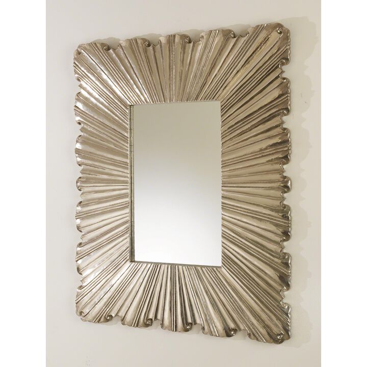 Linenfold Mirror Small Silver