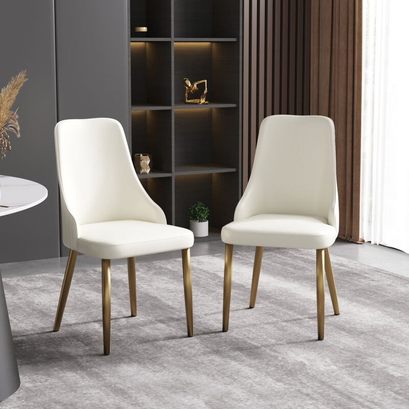Spongefilled dining chair, wood/metal legs(Set of 2)