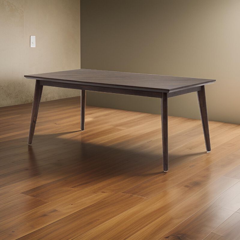 83 Inch Rectangular Mid Century Wooden Dining Table, Brown - Benzara