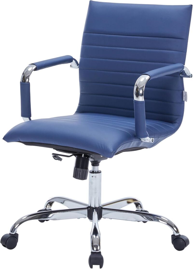 LeisureMod Harris Modern Adjustable Swivel Leather Task Office Chair with Tilt and Ergonomic Design