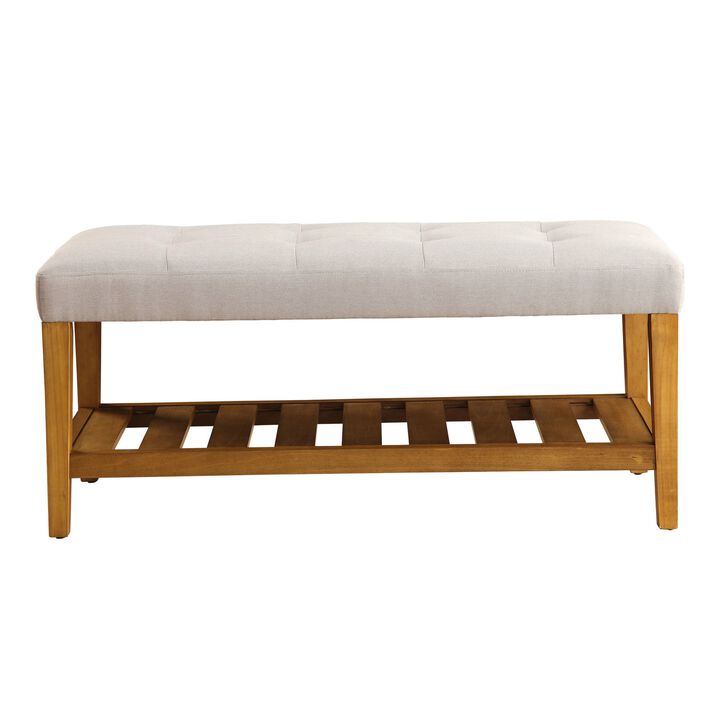 Wooden Bench, Light Gray & Oak-Benzara
