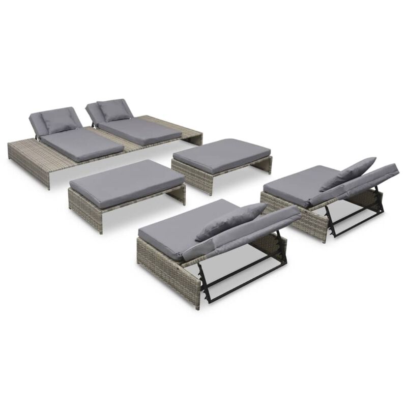 vidaXL Outdoor Lounge Set 15 Pieces Poly Rattan Gray