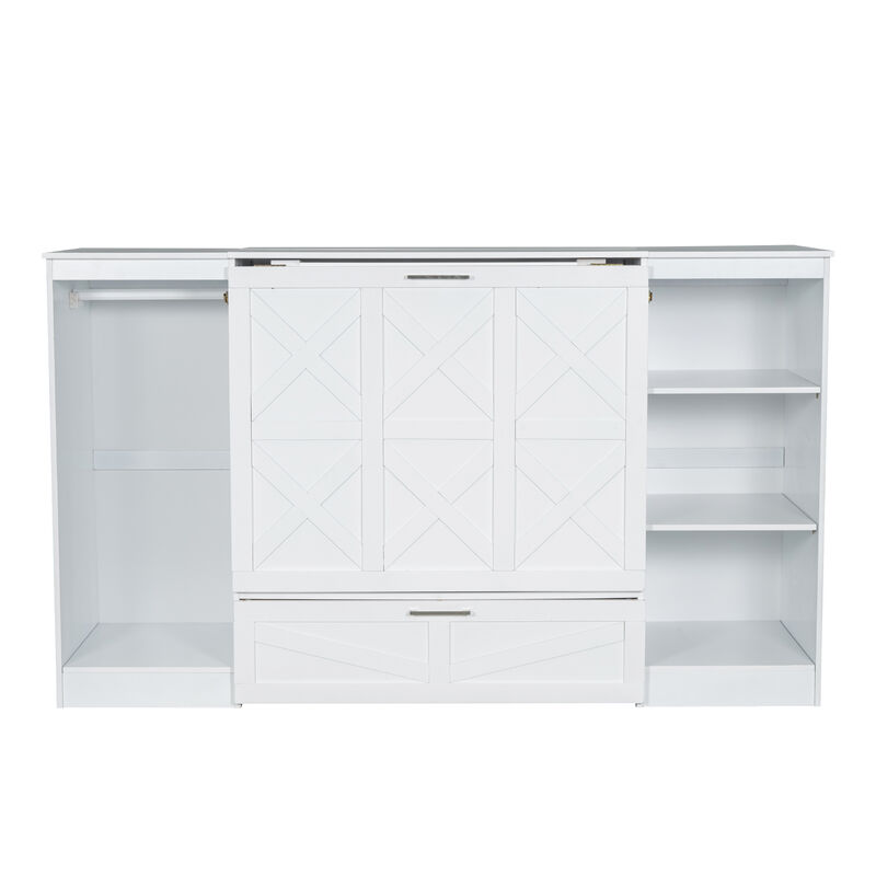 Merax Murphy Bed with Bedside Shelves and Wardrobe