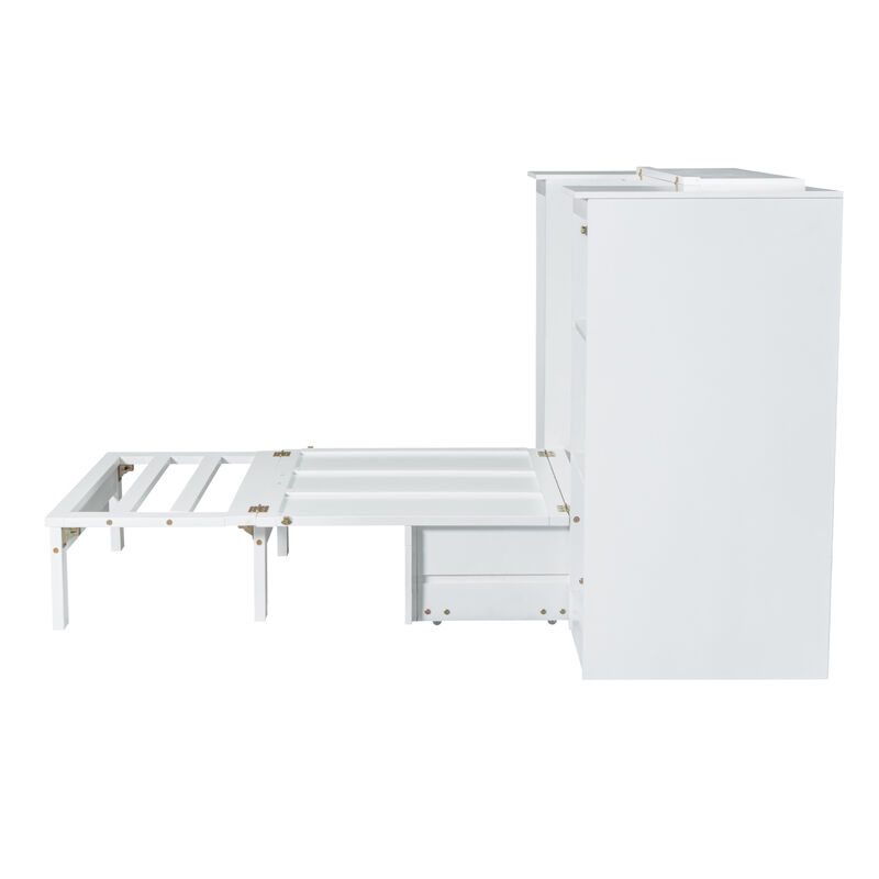 Merax Murphy Bed with Bedside Shelves and Wardrobe