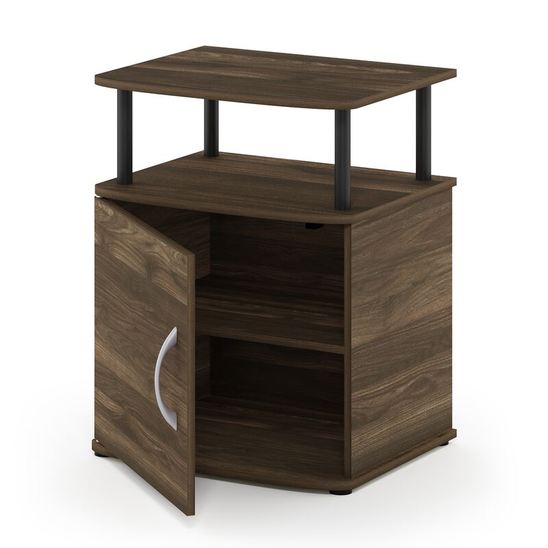 Furinno JAYA End Side Sofa Table/Nightstand with Door, 1-Pack, Columbia Walnut/Black