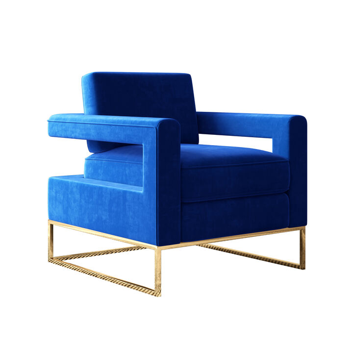 Modern Velvet Accent Chair, Elegant Armchair With Stainless Steel Base