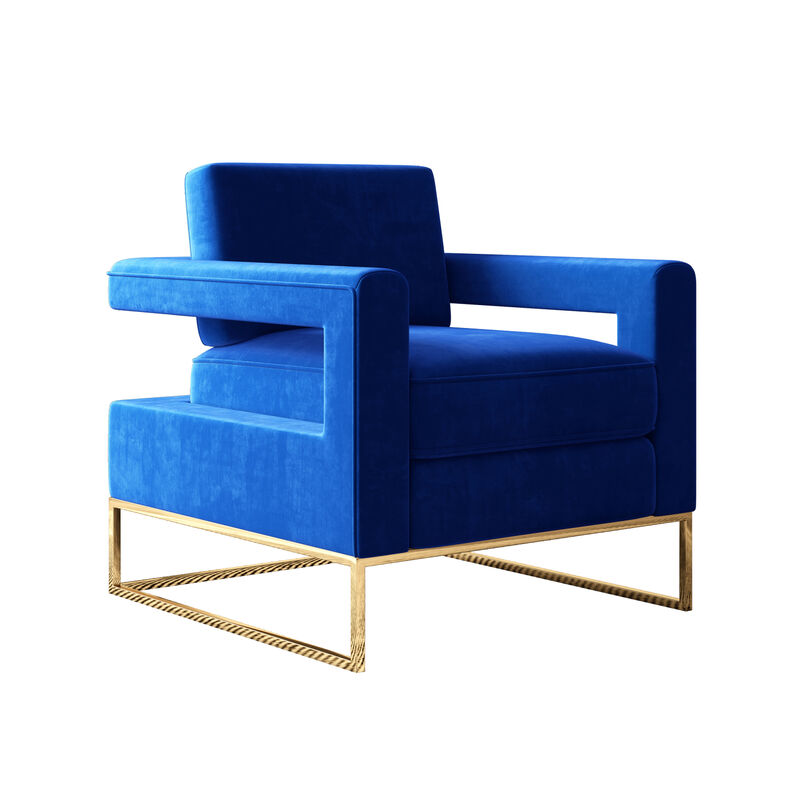 Modern Velvet Accent Chair, Elegant Armchair With Stainless Steel Base