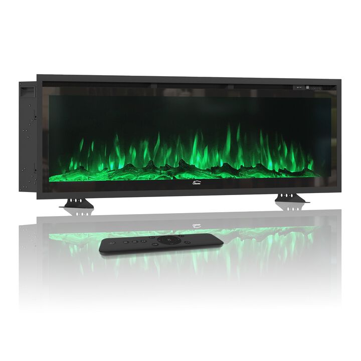 MONDAWE 72" Recessed Wall-mounted Freestanding Electric Fireplace with Remote Control