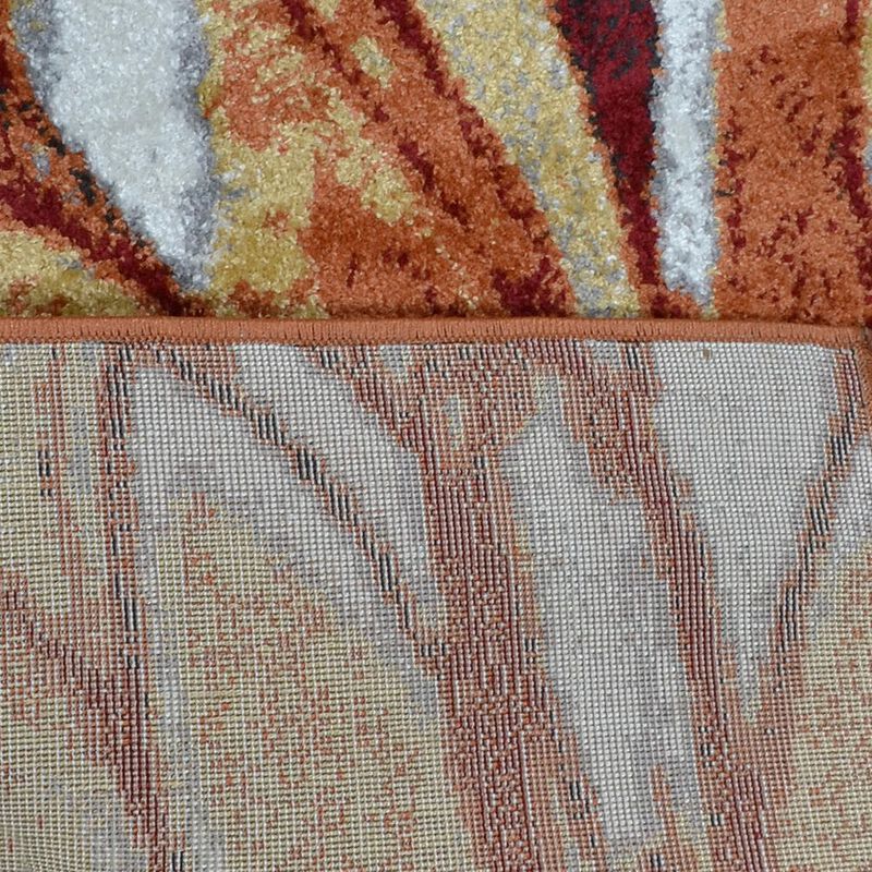 RUGSOTIC CARPETS MACHINE MADE HEATSET POLYPROPYLENE AREA RUGS  - 5'x8', Rectangle Shape, Beige Caramel Color, Floral Modern Design, Midium Pile Machine Made Area Rugs (M00030)