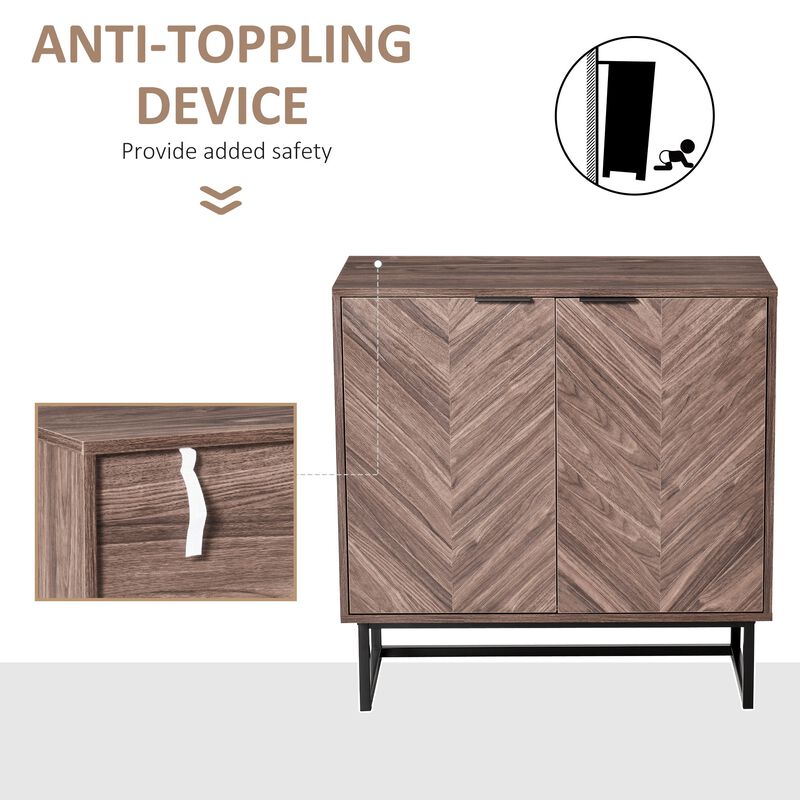 Walnut Living Room Storage: Free Standing 2-Door Cabinet with Shelf