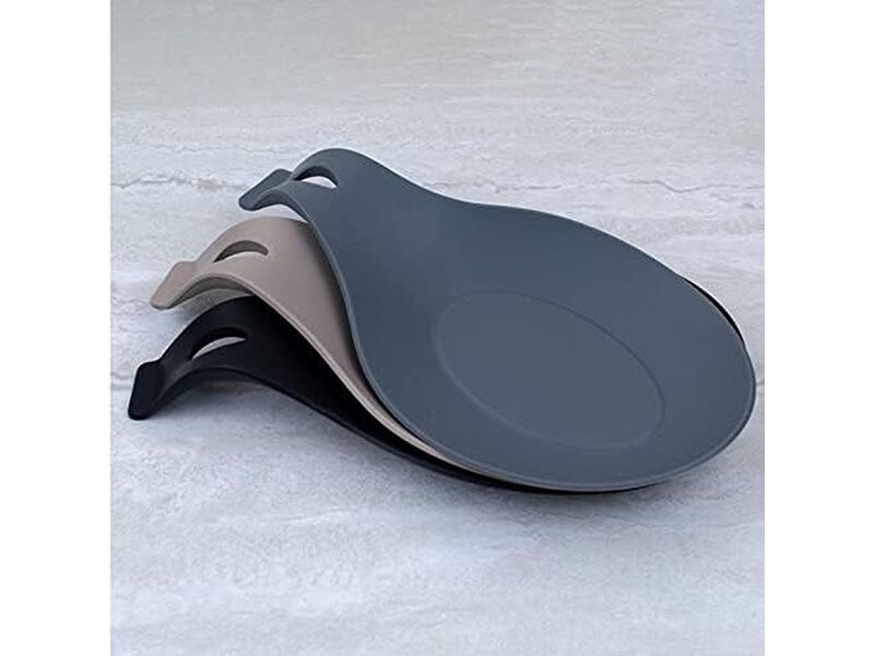 W. INNOVATIONS Modern Silicone Spoon Rests (Set of 3) | Kitchen Utensil Holders for Stove Top