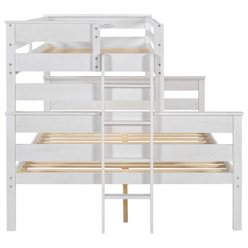Wood Twin XL over Queen Bunk Bed with Ladder