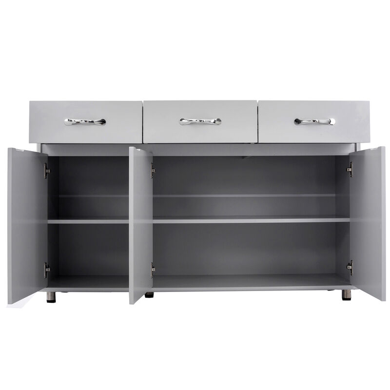 Wood 52.56 in. Sideboard with 3 Drawers and 3 Doors