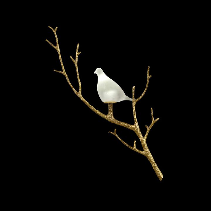 White Lazurite Dove And Brass Wall Sconce I
