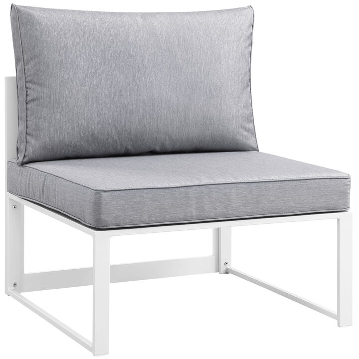 Fortuna 6 Piece Outdoor Patio Sectional Sofa Set - White Gray
