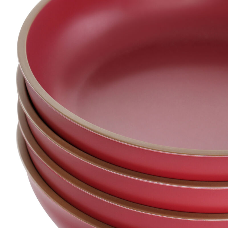 Gibson Home Rockabye 4 Piece Melamine Dinner Bowl Set in Dark Pink