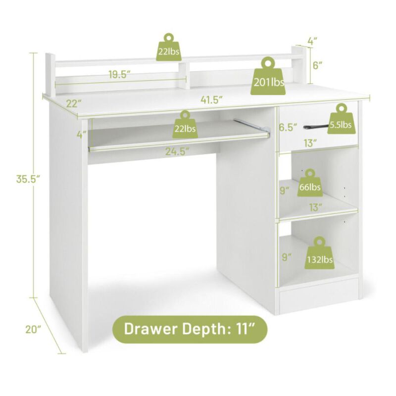 Hivvago Study Laptop Table with Drawer and Keyboard Tray