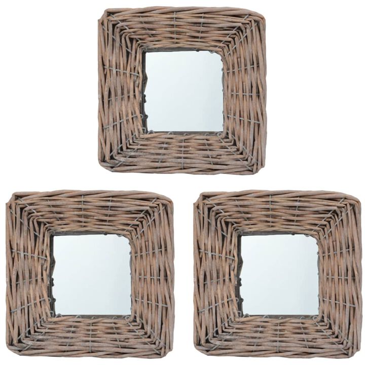 vidaXL Mirrors 3 pcs 5.9"x5.9" Wicker