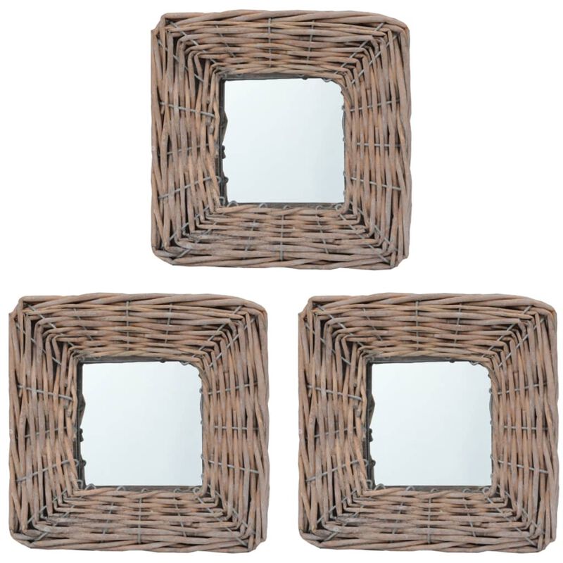 vidaXL Mirrors 3 pcs 5.9"x5.9" Wicker